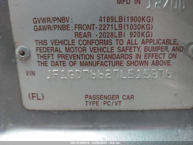 2007 SUBARU IMPREZA WRX STI JF1GD76627L515376 Photo 8