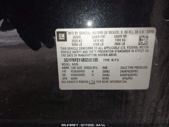 2011 CADILLAC SRX 3GYFNFEY4BS505185 Photo 8