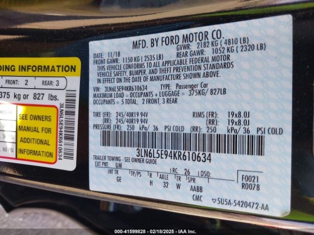 3LN6L5E94KR610634 Lincoln Mkz Reserve Ii