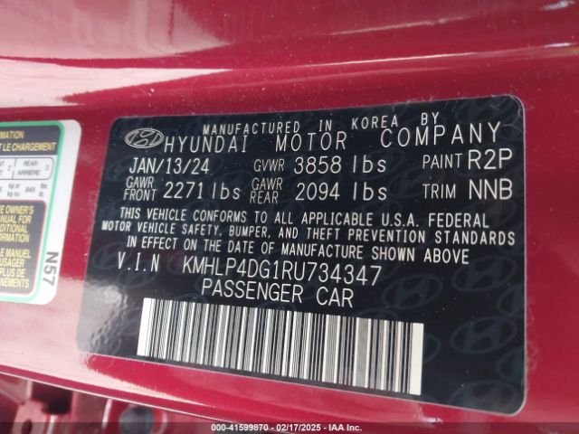 KMHLP4DG1RU734347 Hyundai Elantra Limited