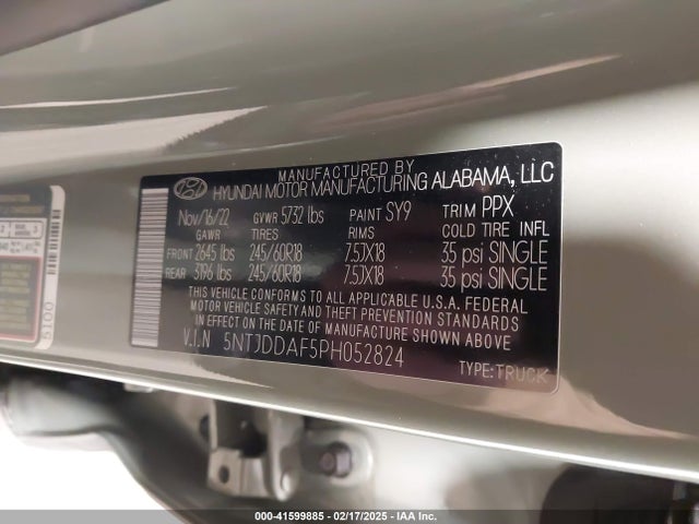 5NTJDDAF5PH052824 Hyundai Santa Cruz Sel Premium
