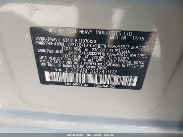 JF2GPABC7G8243034 Subaru Crosstrek 2.0i Premium