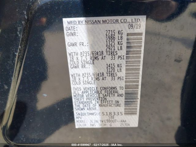 5N1DL0MM5LC518335 Infiniti Qx60 Luxe Awd