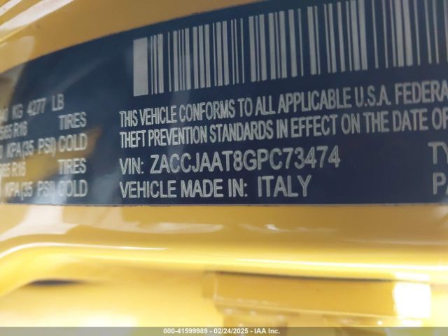 ZACCJAAT8GPC73474 Jeep Renegade Sport
