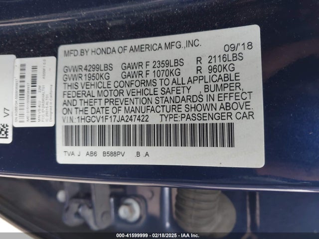 1HGCV1F17JA247422 Honda ACCORD LX