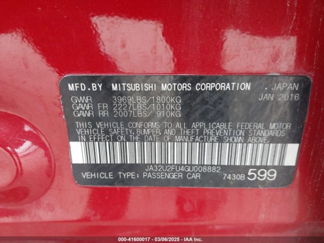 JA32U2FU4GU008882 Mitsubishi LANCER ES