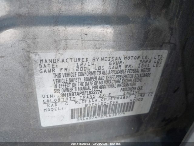 3N1AB7AP2FL632774 Nissan Sentra Fe+ S/s/sl/sr/sv