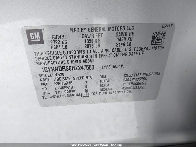 2017 CADILLAC XT5 1GYKNDRS6HZ247580 Photo 8