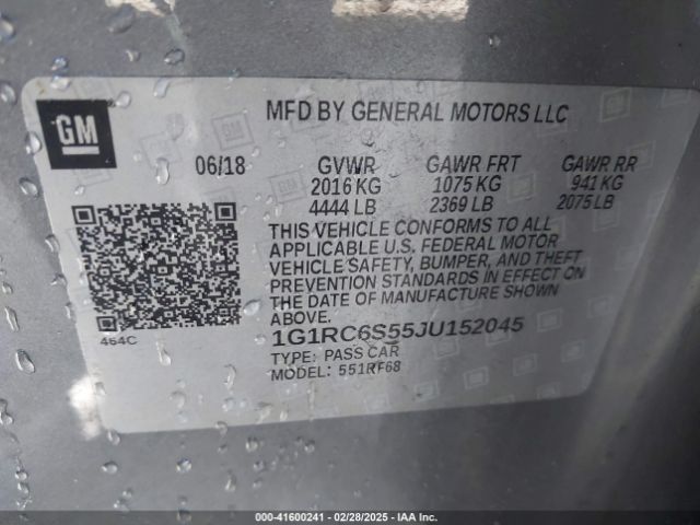 1G1RC6S55JU152045 Chevrolet VOLT LT