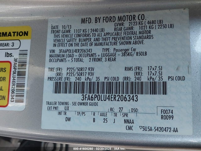 Ford Fusion Hybrid Se 2014 3FA6P0LU4ER206343 Image 9