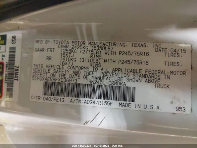 5TFUX4EN9FX036973 Toyota Tacoma