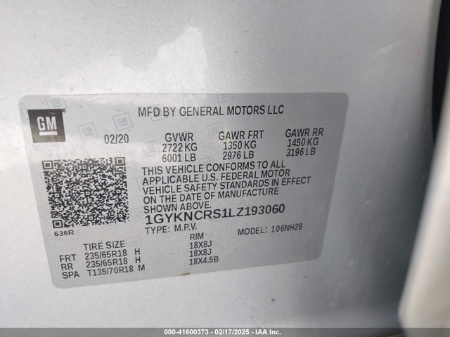 2020 CADILLAC XT5 1GYKNCRS1LZ193060 Photo 8