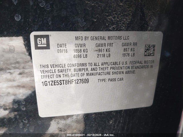 1G1ZE5ST8HF127609 Chevrolet MALIBU 1LT