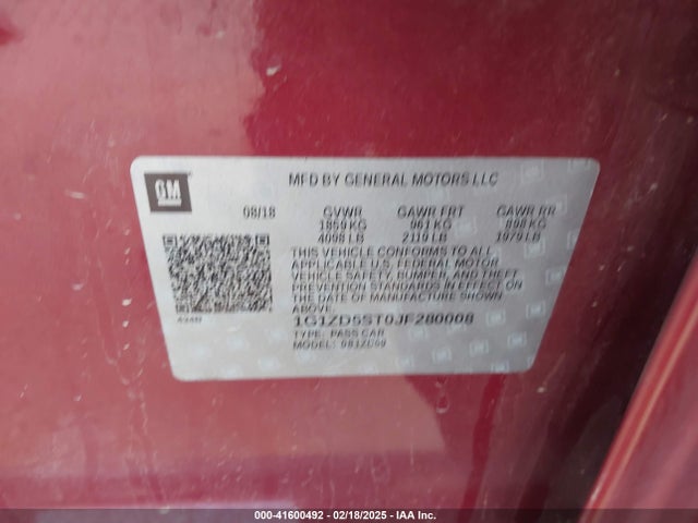 1G1ZD5ST0JF280008 Chevrolet MALIBU LT