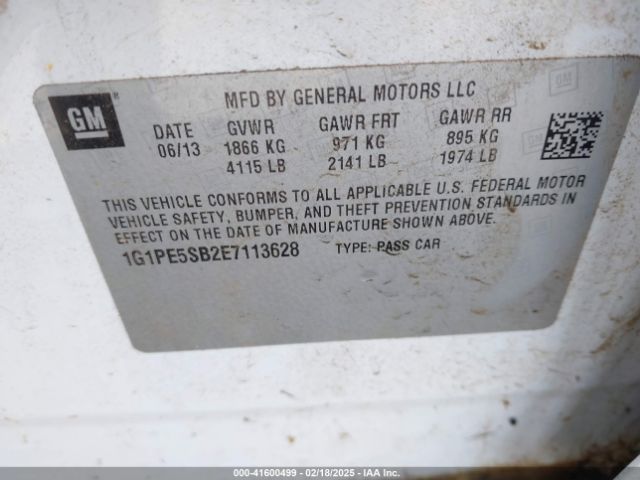 1G1PE5SB2E7113628 Chevrolet Cruze 2lt Auto
