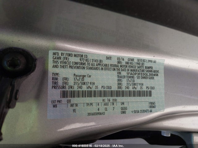 Ford FOCUS SE 2016 1FADP3FE0GL300458 Image 9
