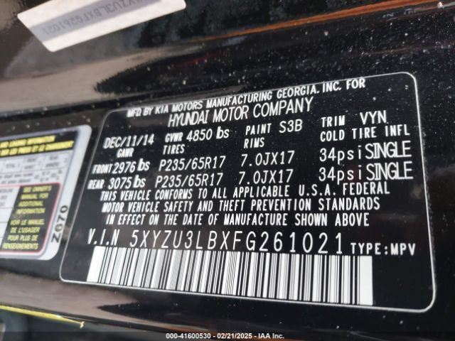 5XYZU3LBXFG261021 Hyundai Santa Fe Sport 2.4l