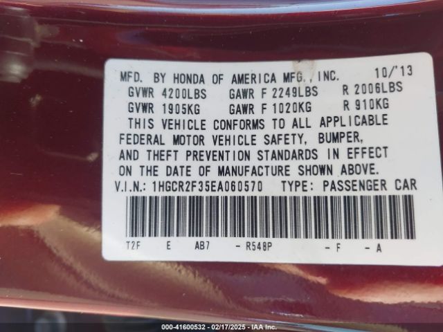 1HGCR2F35EA060570 Honda ACCORD LX