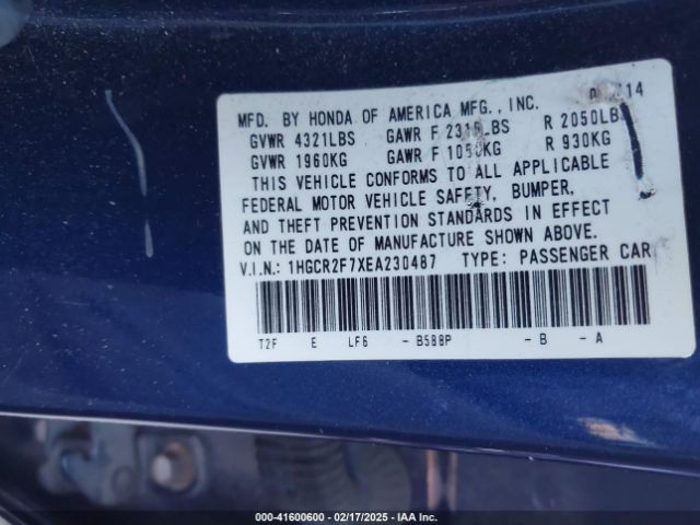 1HGCR2F7XEA230487 Honda ACCORD EX