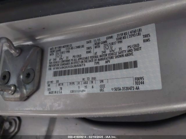 1FMCU9GXXGUB50673 Ford ESCAPE SE