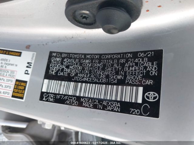 JTDS4MCE5NJ081154 Toyota COROLLA SE