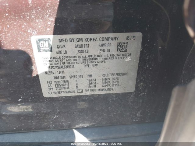 KL7CJPSBXLB349013 Chevrolet Trax Awd Lt