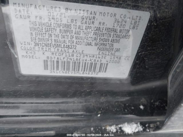 3N1CN8EV5ML848372 Nissan Versa Sv Xtronic Cvt
