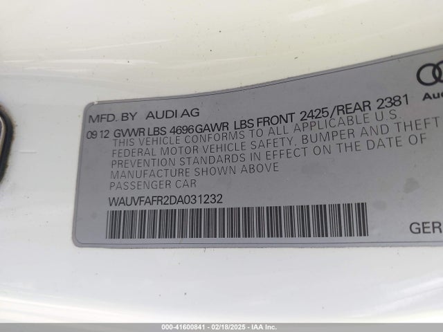 2013 AUDI A5 WAUVFAFR2DA031232 Photo 8