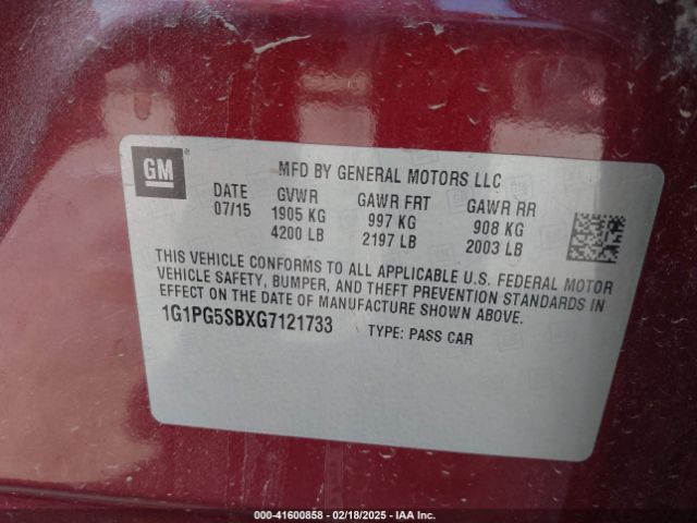 1G1PG5SBXG7121733 Chevrolet Cruze Limited Ltz Auto