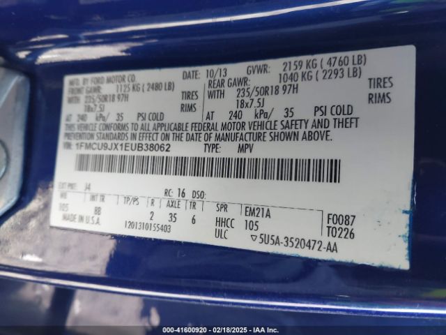 1FMCU9JX1EUB38062 Ford Escape Titanium