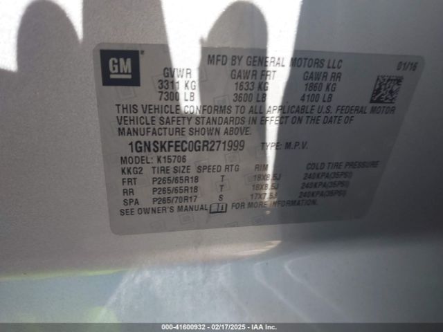 1GNSKFEC0GR271999 Chevrolet Tahoe Commercial Fleet