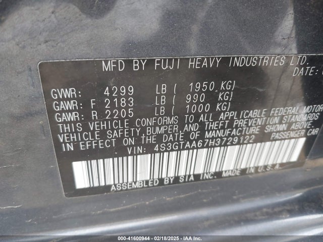 Subaru Impreza 2.0i 2017 4S3GTAA67H3729122 Image 9