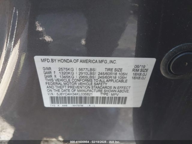 2019 ACURA MDX 5J8YD4H34KL035821 Photo 8