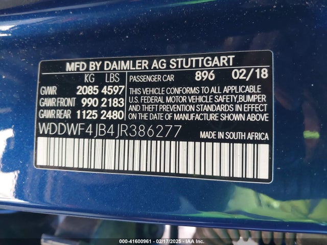 WDDWF4JB4JR386277 Mercedes-Benz C 300