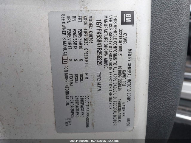 2007 CADILLAC ESCALADE 1GYFK63847R256229 Photo 8