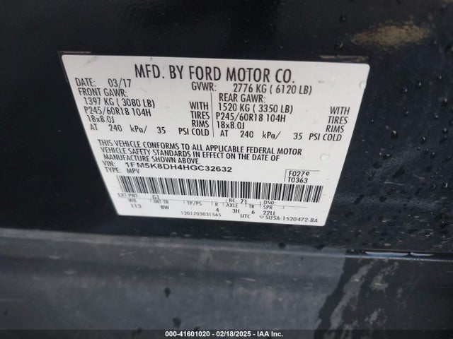 1FM5K8DH4HGC32632 Ford EXPLORER XLT