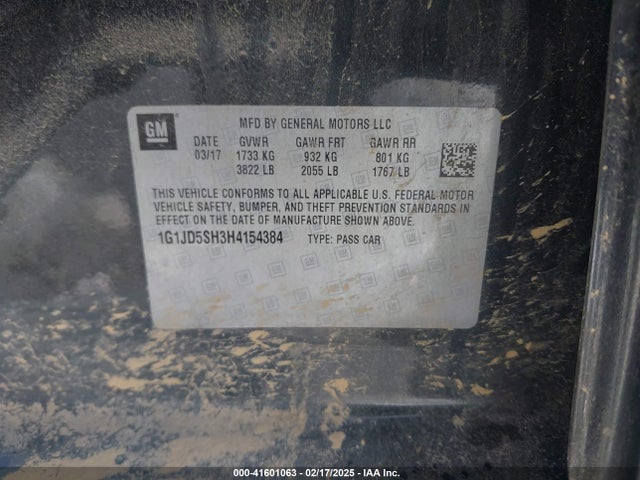 1G1JD5SH3H4154384 Chevrolet Sonic Lt Auto