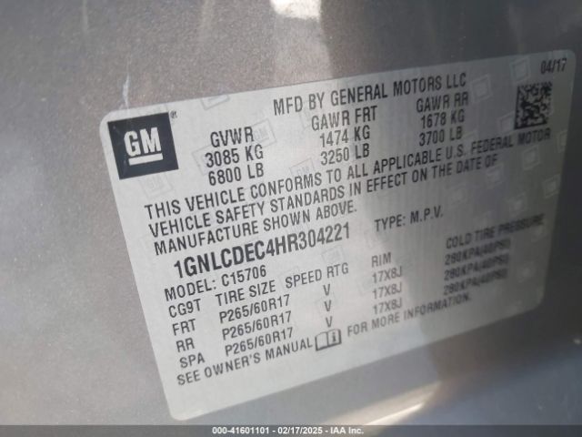 1GNLCDEC4HR304221 Chevrolet Tahoe Commercial Fleet