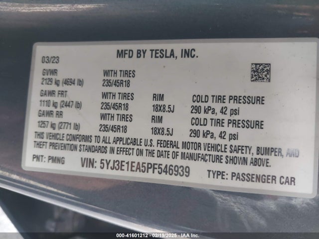 2023 TESLA MODEL 3 5YJ3E1EA5PF546939 Photo 8