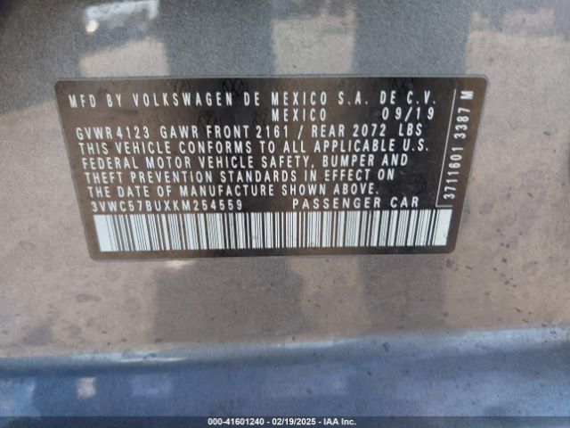 3VWC57BUXKM254559 Volkswagen Jetta 1.4t R-line/1.4t S/1.4t Se