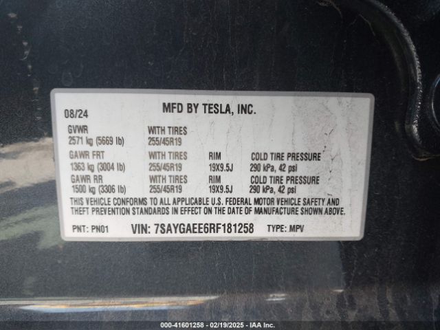 7SAYGAEE6RF181258 Tesla Model Y Long Range Dual Motor All-wheel Drive