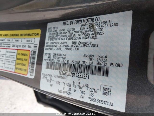 Ford FUSION SE 2014 1FA6P0H78E5353271 Image 9