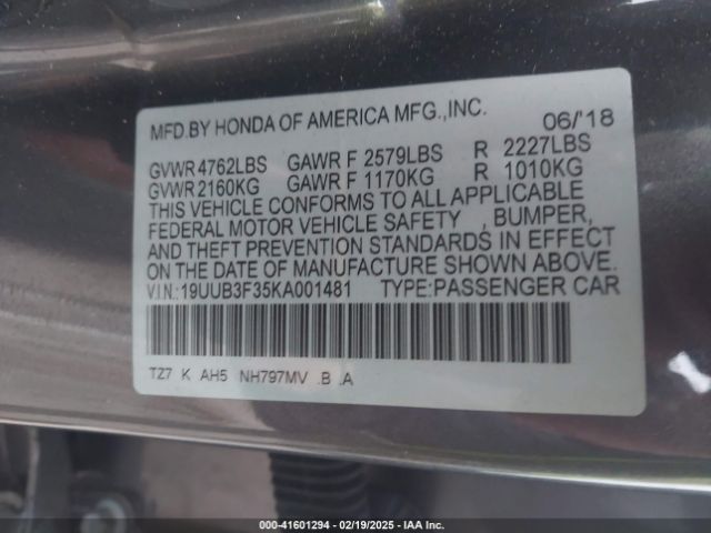 19UUB3F35KA001481 Acura Tlx Standard