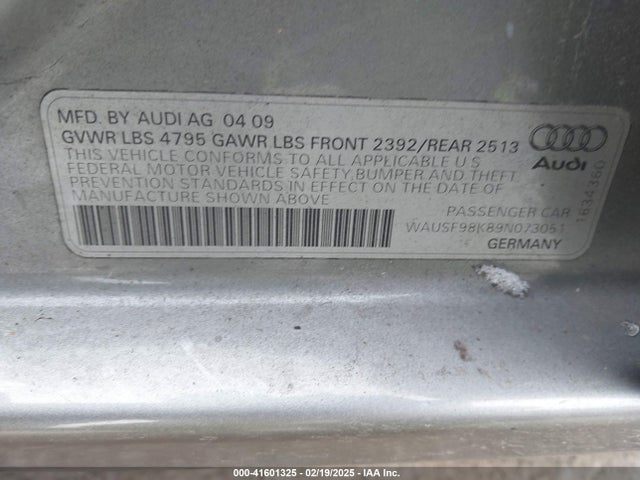 2009 AUDI A4 WAUSF98K89N073051 Photo 8