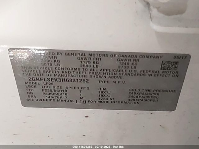 2GKFLSEK3H6331282 GMC Terrain Sle