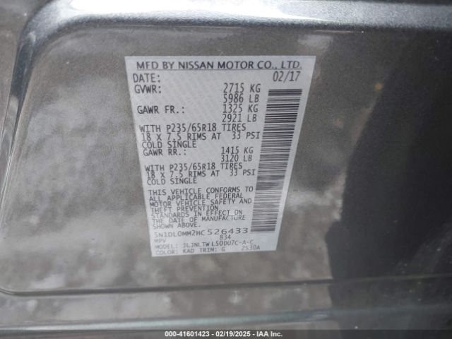5N1DL0MM2HC526433 Infiniti QX60