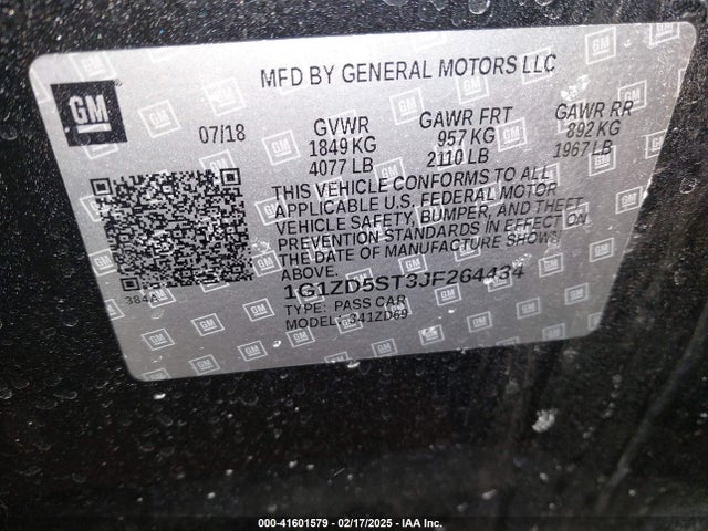 1G1ZD5ST3JF264434 Chevrolet MALIBU LT