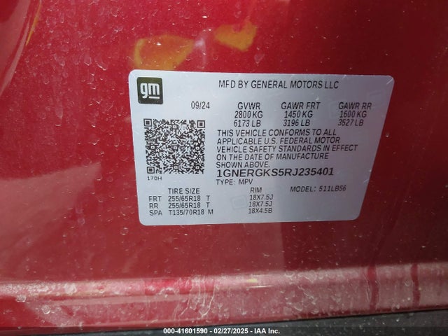 1GNERGKS5RJ235401 Chevrolet Traverse Fwd Lt