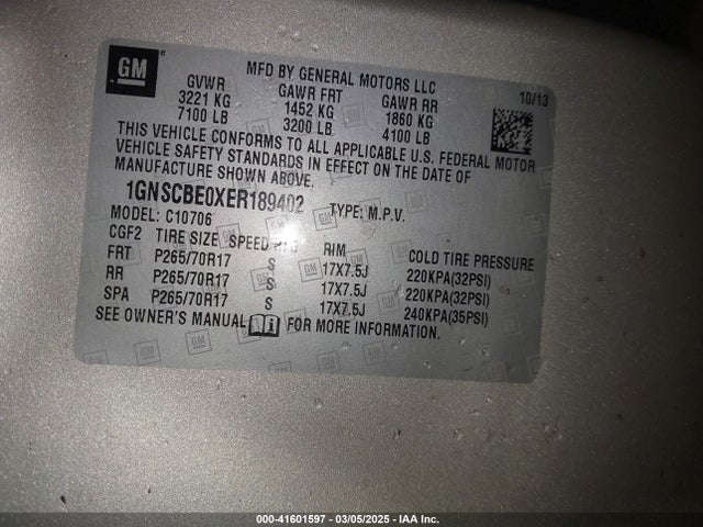 1GNSCBE0XER189402 Chevrolet Tahoe Lt
