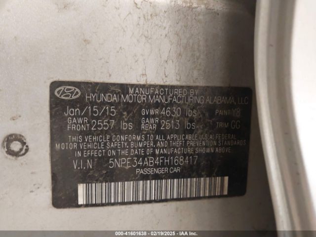 5NPE34AB4FH168417 Hyundai Sonata Limited 2.0t